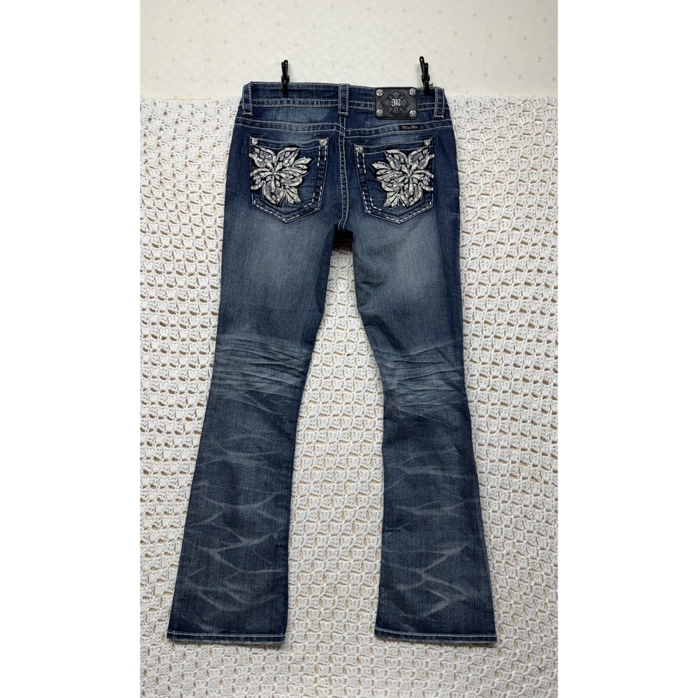 Miss Me Jeans Women Sz 29 W29 L33 Signature Boot Bling Floral Embellished